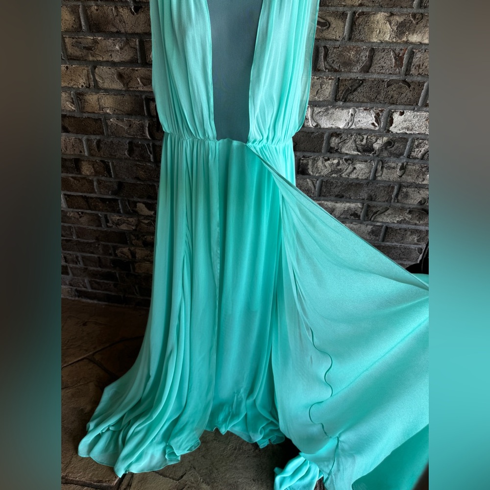 Anthropology Forever That Girl Sheer Plunge Chiffon Maxi Dress Size L - Picture 8 of 16